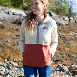 LL Bean color block sweater fleece hoodie XS